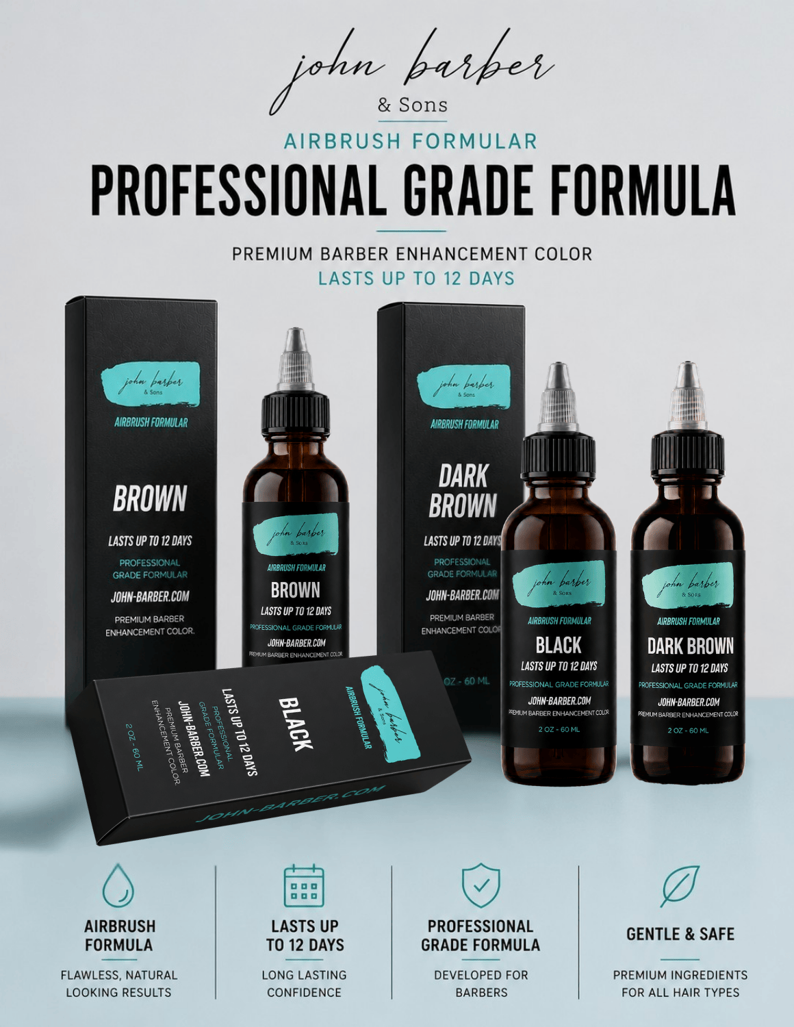 Barber AirBrush Color New Formula Up to 12 Days – Beard & Line-Up Enhancement | 60ml