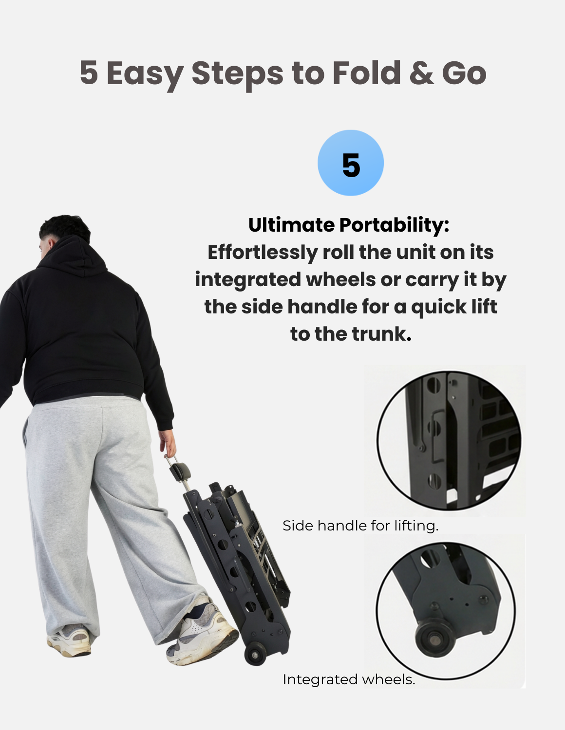 JBS Move 1.0 mobile and foldable barber chair for barbershop, salon, and beauty use