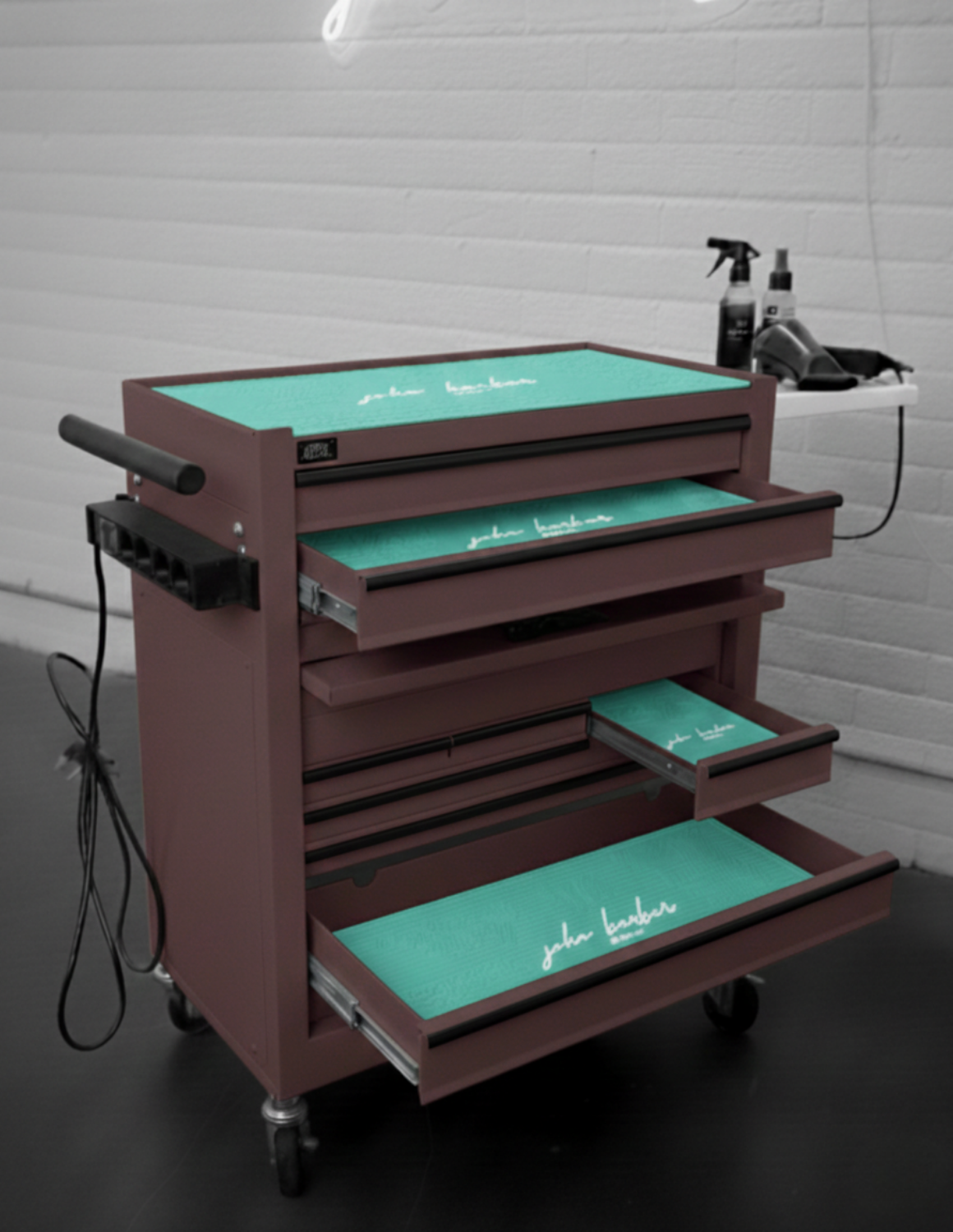 BARBER TROLLEY PRO – Carrello mobile in diversi colori – Disinfezione UV – Carrello da barbiere