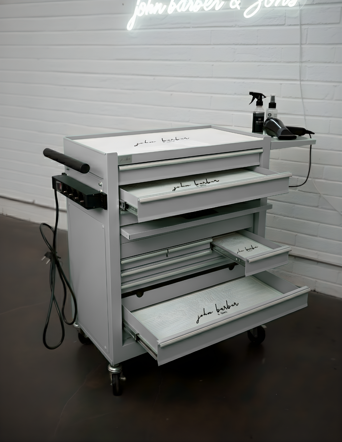 BARBER TROLLEY PRO – Κινητό καρότσι σε διάφορα χρώματα – Απολύμανση UV – Καρότσι κουρείου