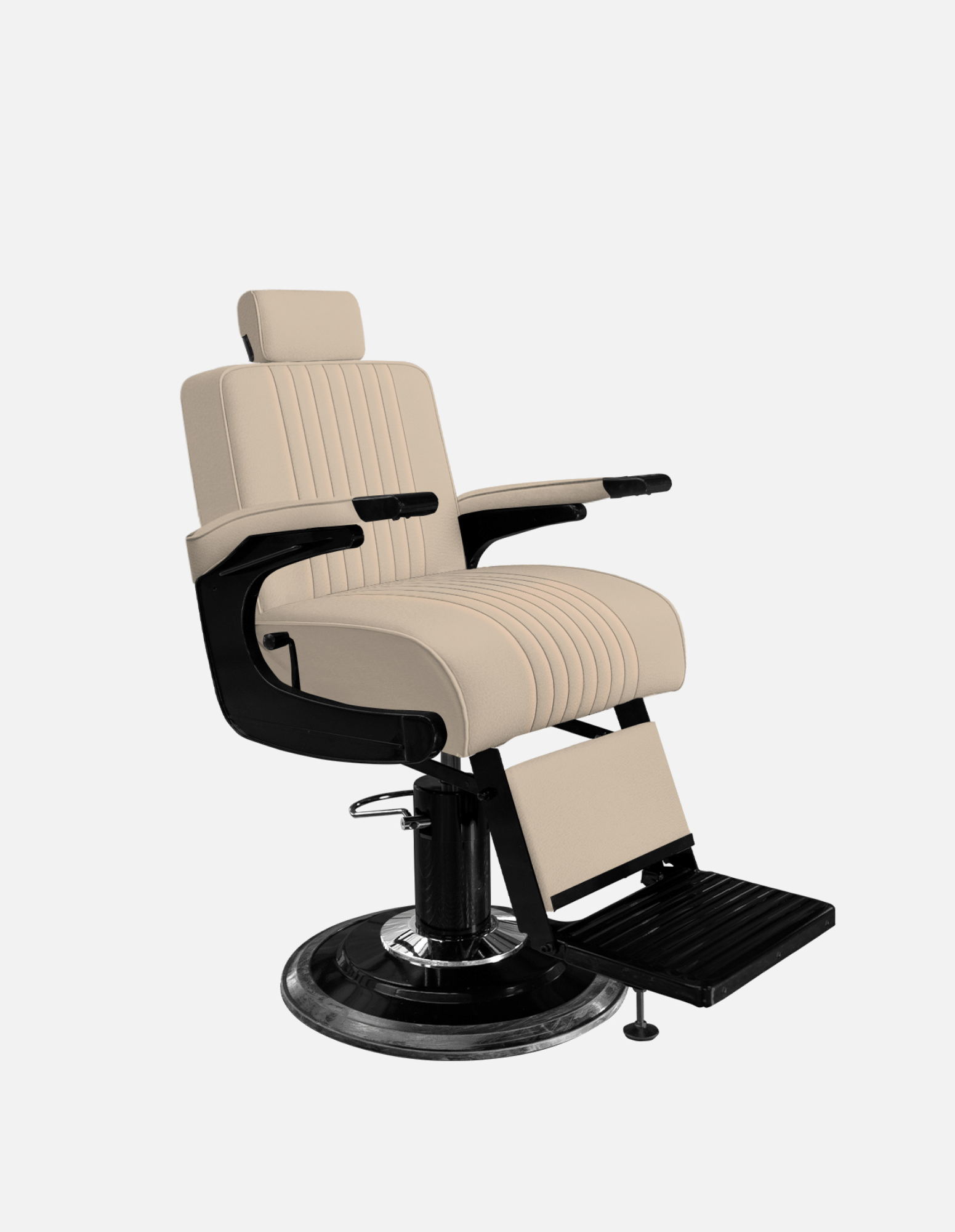 Premium Barberstuhl New School Beige für Barbershop und Friseursalon