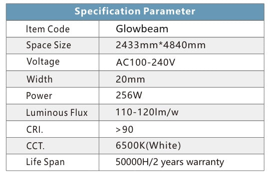 LED-belysningssystem Glowbeam 2,43m x 4,84