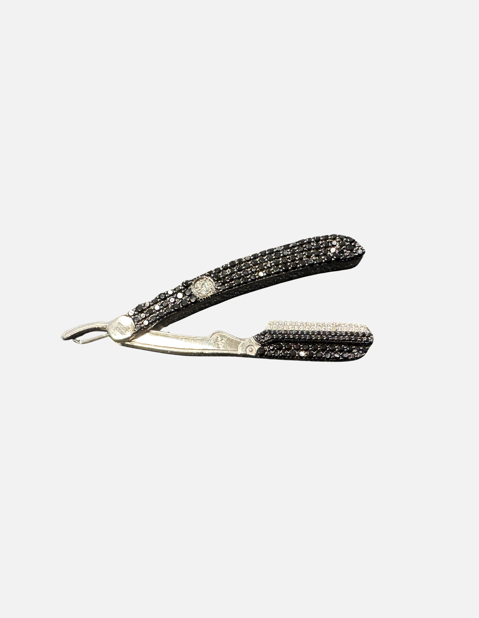 Barber Rasiermesser Kettenanhänger 925 Silber – Shaver Anhänger mit CZ Steinen.