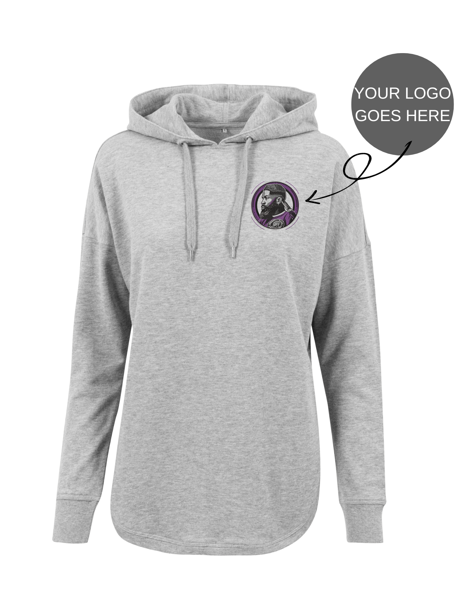 Loose ladies hoodie for your store, studio or salon with your logo