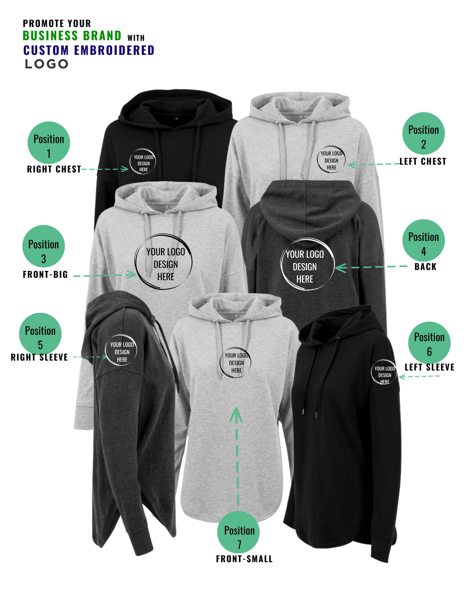 Loose ladies hoodie for your store, studio or salon with your logo