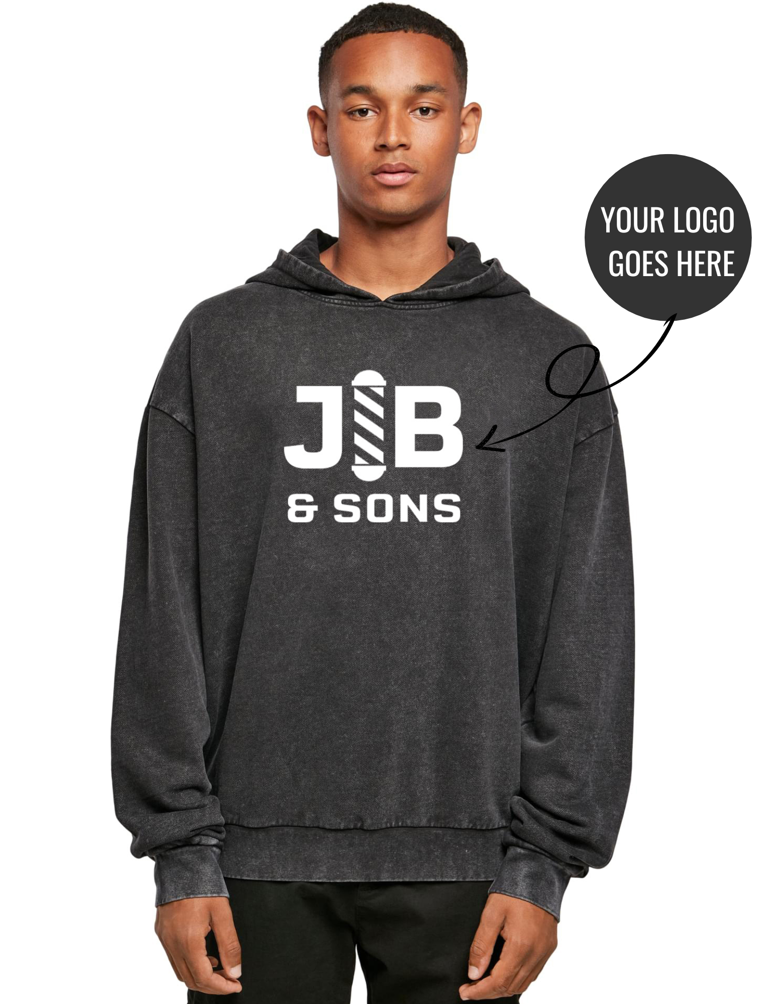 Oversized hoodie in "acid washed" style with your logo