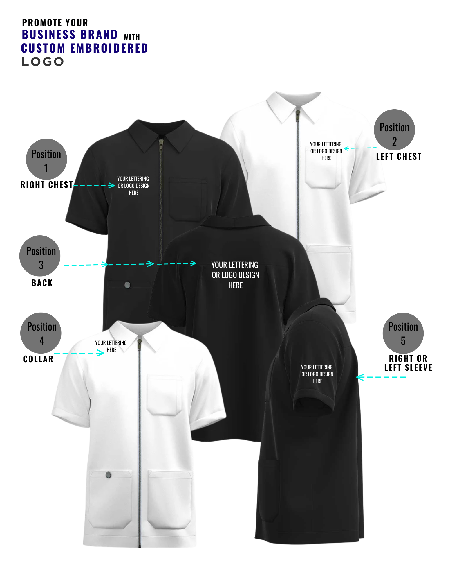 Veste Barber à Fermeture Éclair Manches Courtes – Uniforme Professionnel de Coiffeur avec Logo