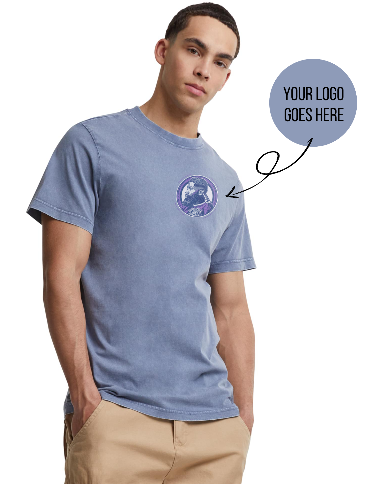 T-shirt in "acid washed" style with your logo