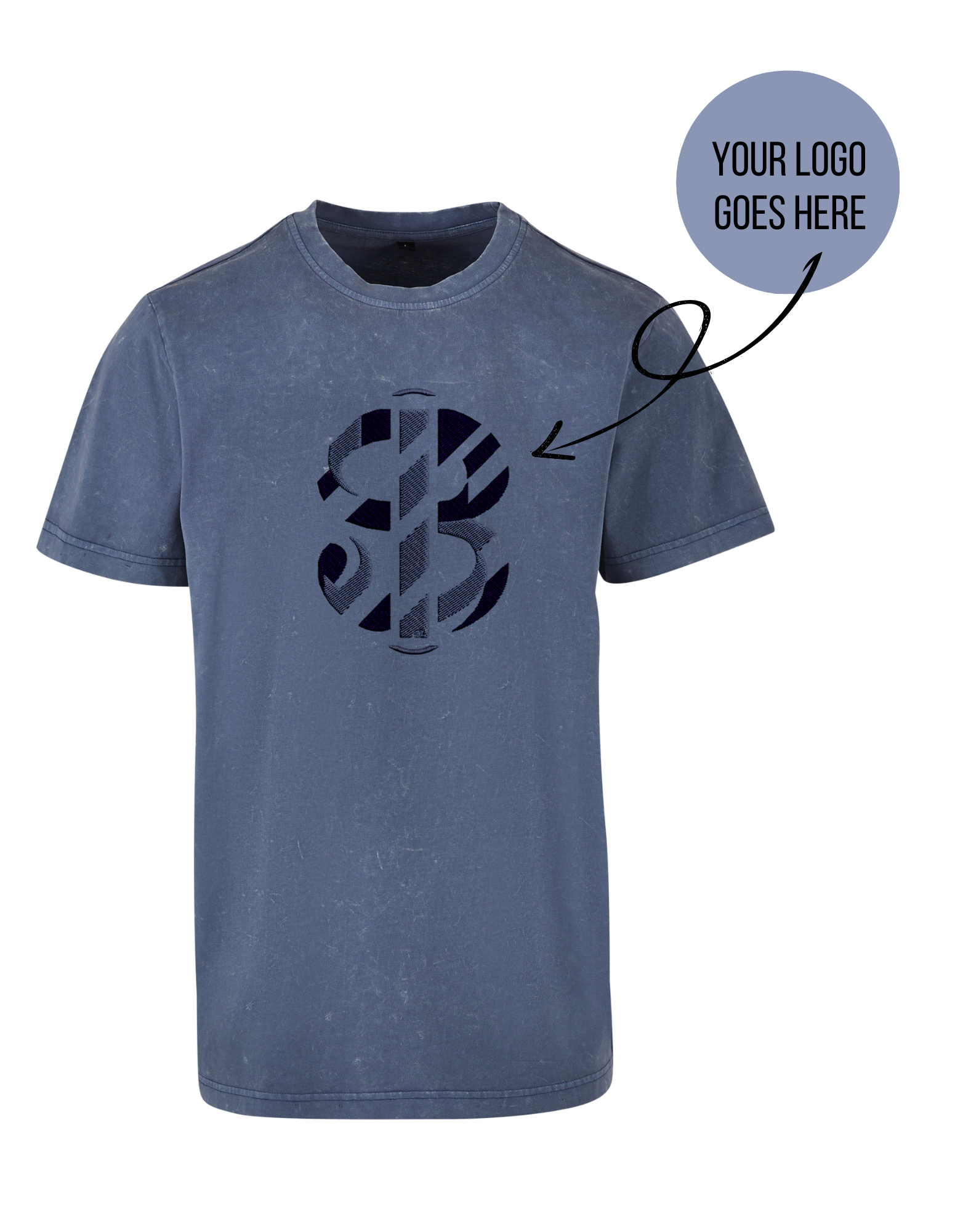 T-shirt in "acid washed" stijl met jouw logo