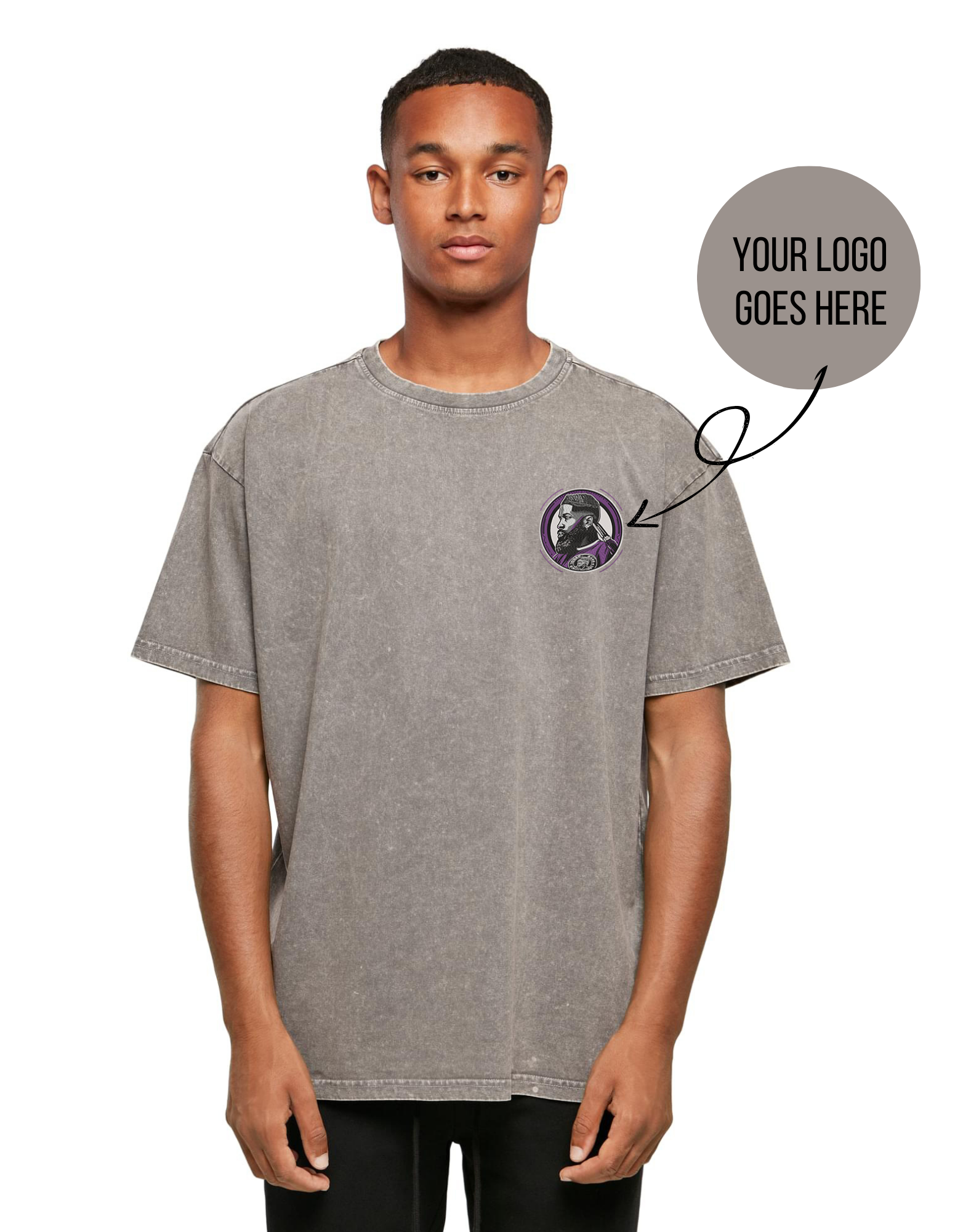 T-shirt oversized "acid washed" style with your logo