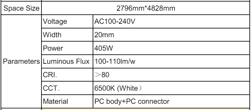 نظام الإضاءة LED إلومينير 2.79 م × 4.82 م