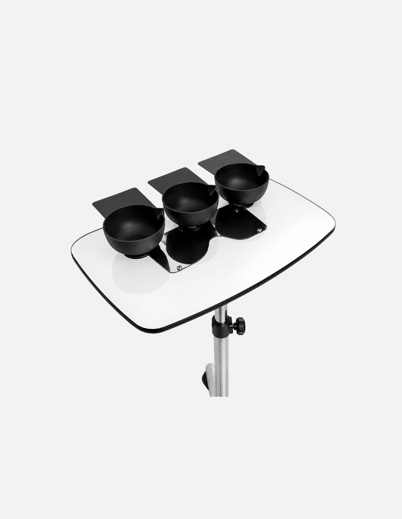 Premium Acrylic Color Tray Station z višinsko nastavljivim aluminijastim podstavkom – mobilna delovna postaja za salone in barber shope