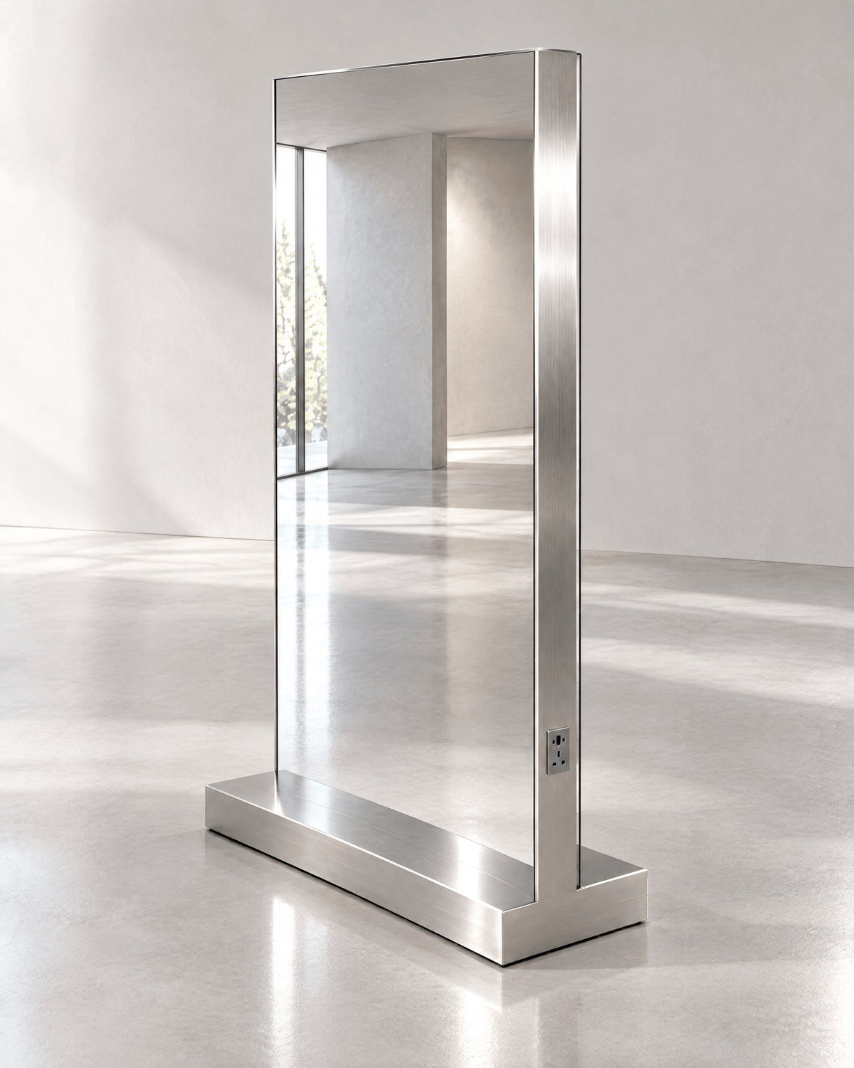 Reverse three-quarter view of the JBS Podium double-sided mirror station