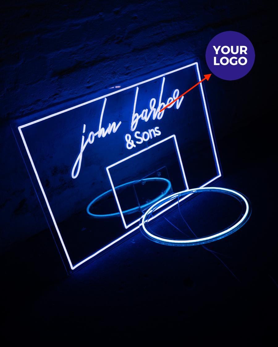 Neon illuminated sign "Hoop" with your logo