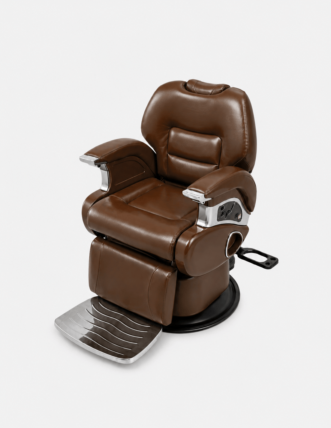 JBS e-Prestige 1.0 Braun (Hochglanz) — Vollelektrischer Barberstuhl & Friseurstuhl mit elektrischer Höhenverstellung, elektrischer Neigung & Memory-Funktion | Premium-Stuhl für Barbershop, Friseursalon & Studio