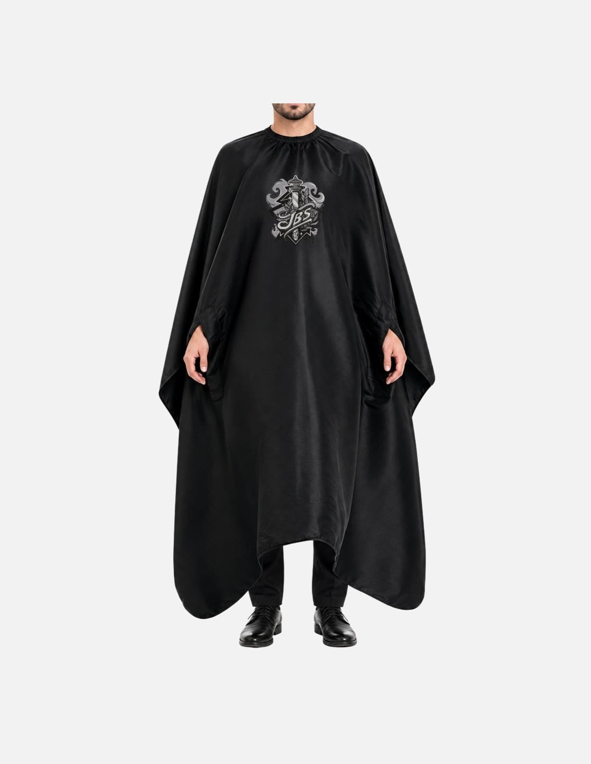 hands free cape with detailed logo black