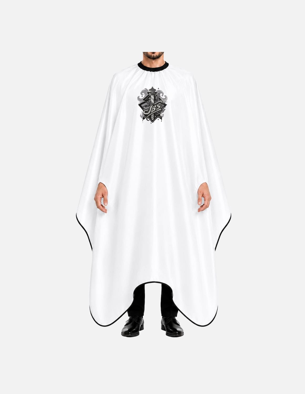 hands free cape with detailed logo white