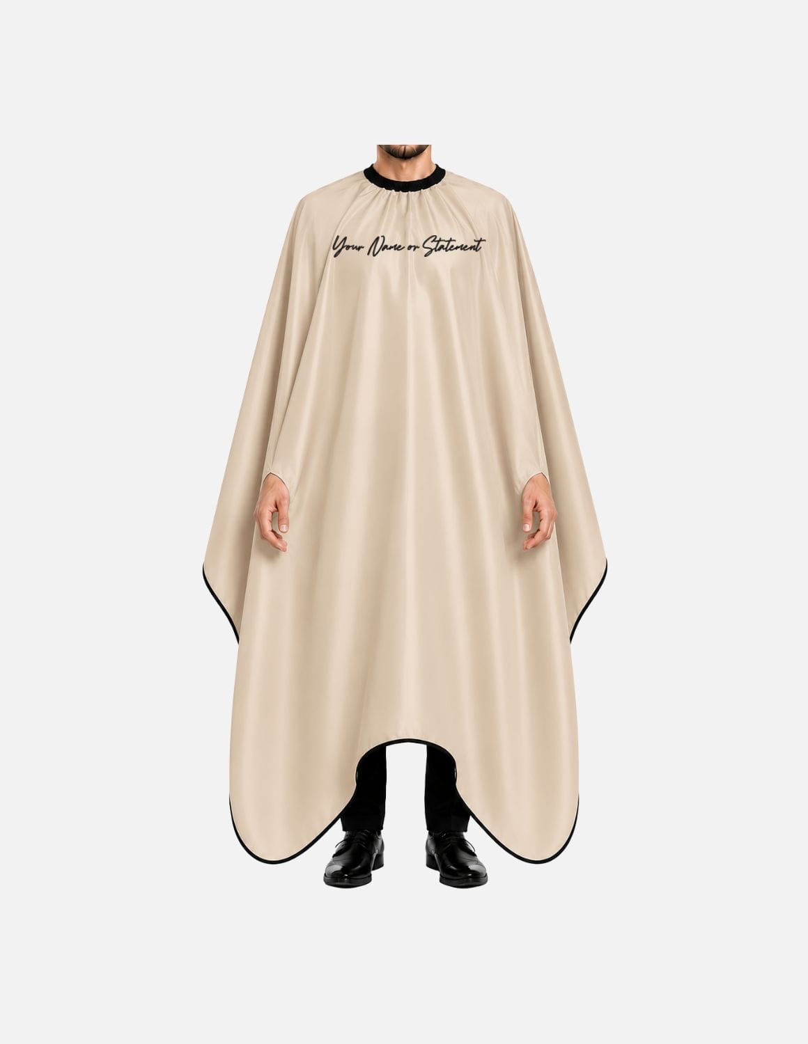 hands free cape with name logo beige