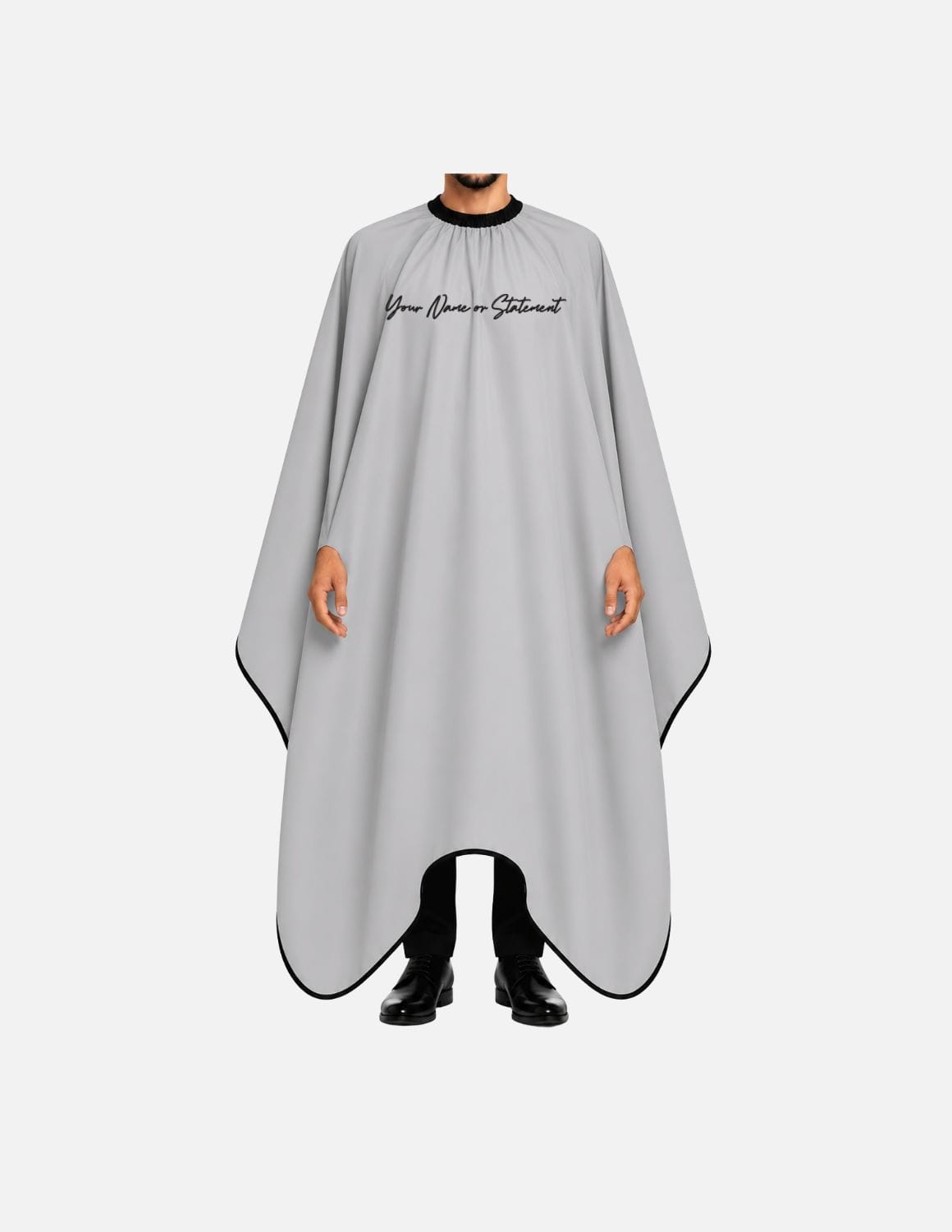 hands free cape with name logo grey