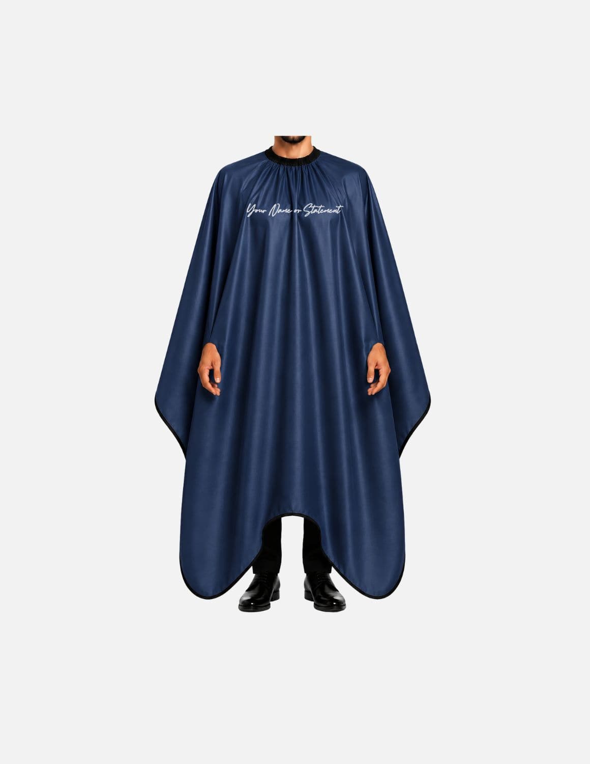 hands free cape with name logo navy blue
