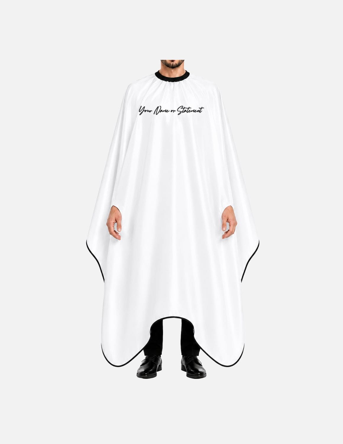 hands free cape with name logo white