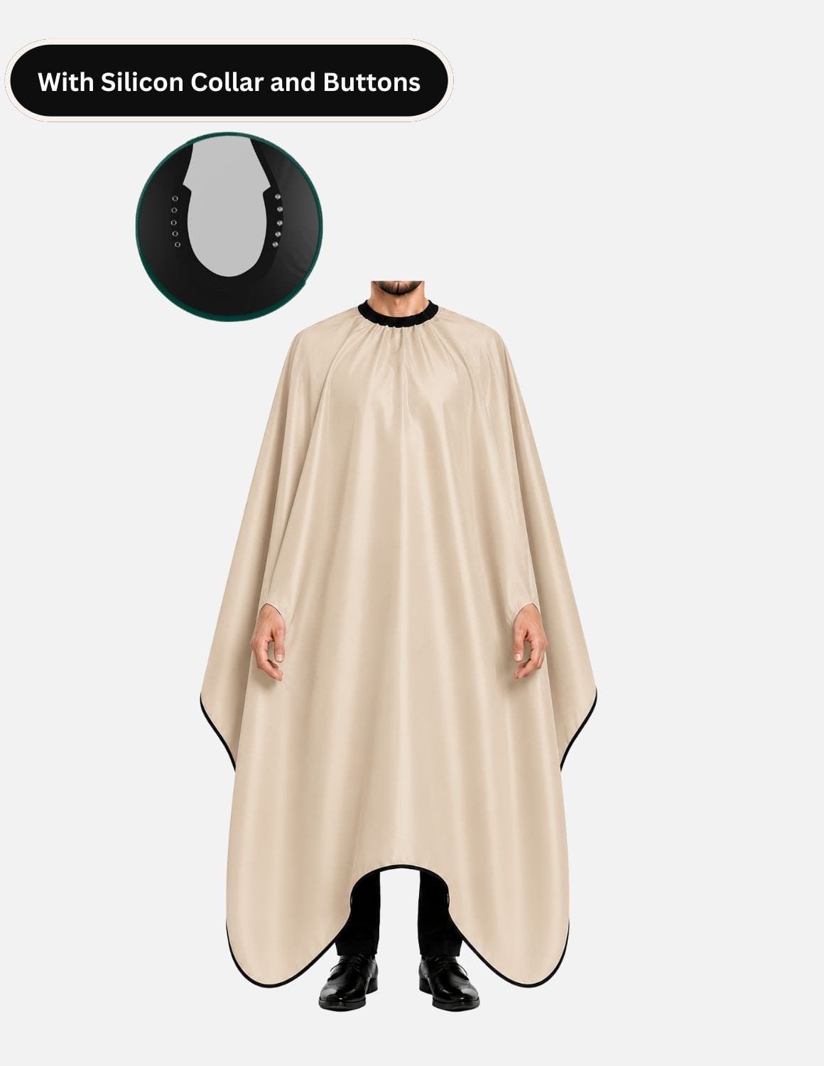 hands free cape with silicone collar and buttons beige