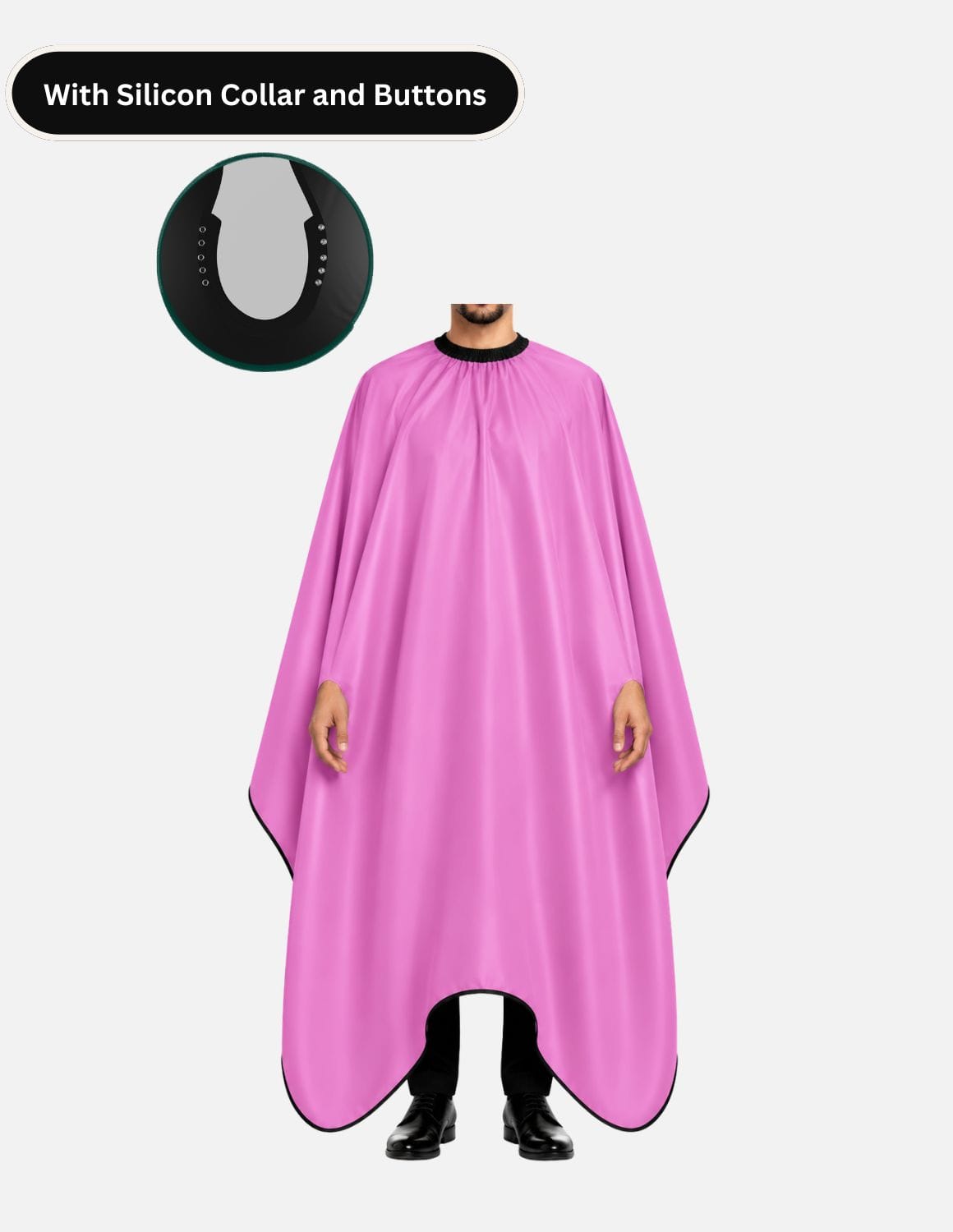 hands free cape with silicone collar and buttons pink