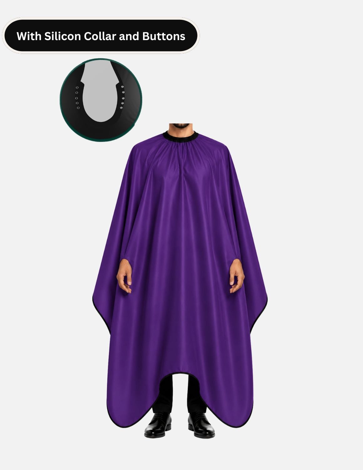 hands free cape with silicone collar and buttons purple
