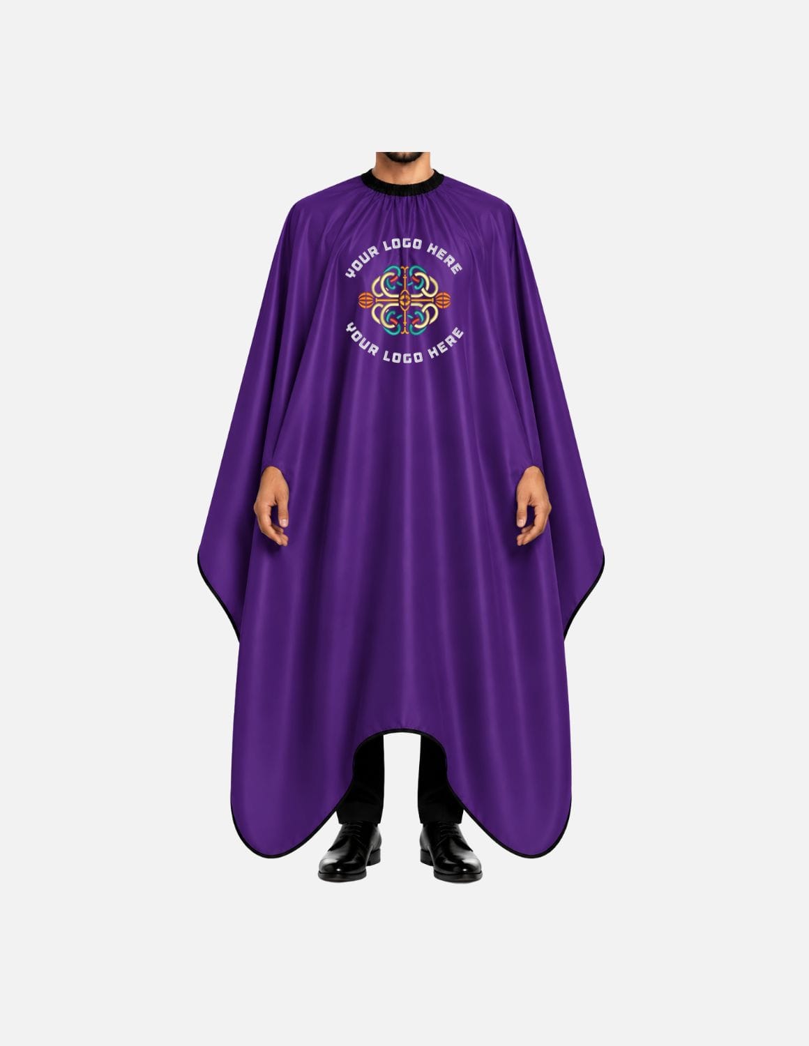 hands free cape with simple logo purple