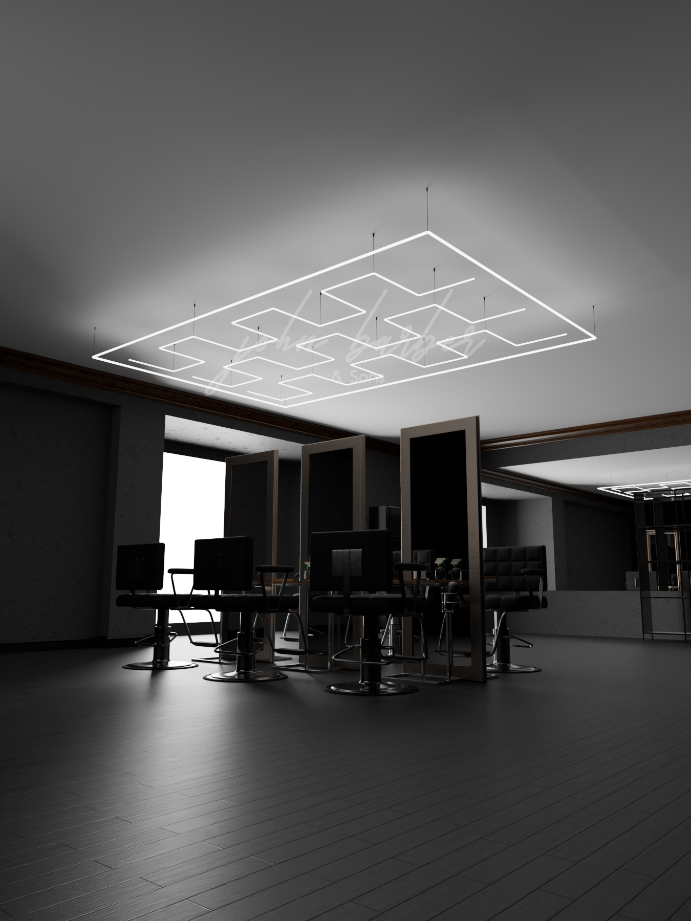 Barber shop & frizerski salon LED design lighting