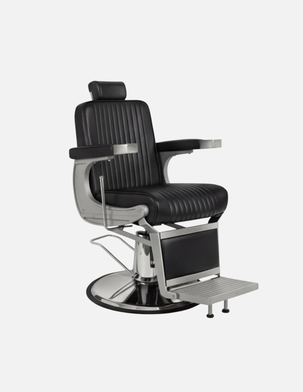 New School Barberstuhl – Mattgrauer Rahmen mit schwarzem Leder