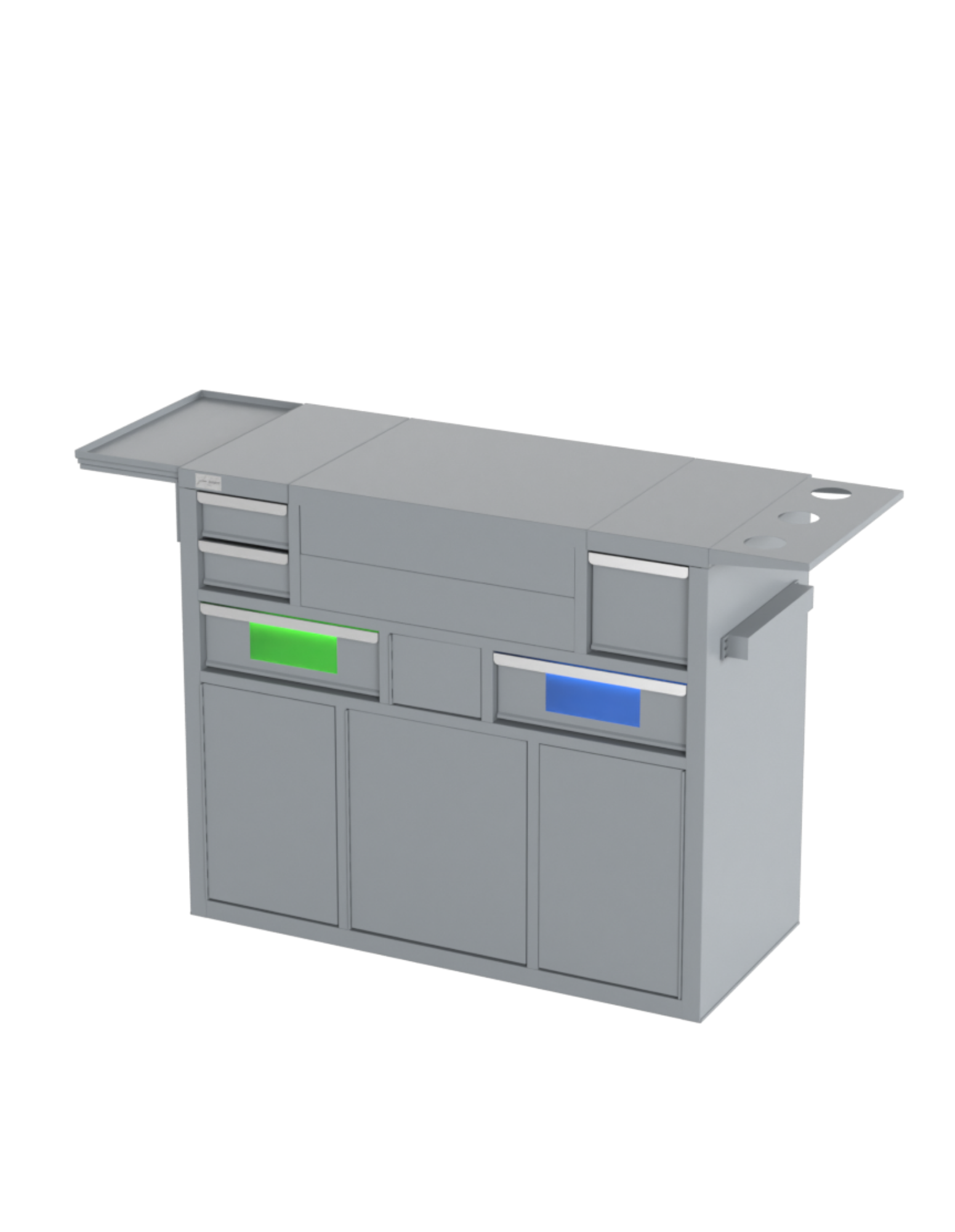 Berber Çalışma İstasyonu "Evolution" – Altı Renk Seçeneği ile Çalışma Alanı – UV Dezenfeksiyon – Lavabo – LED Işıklı Ayna