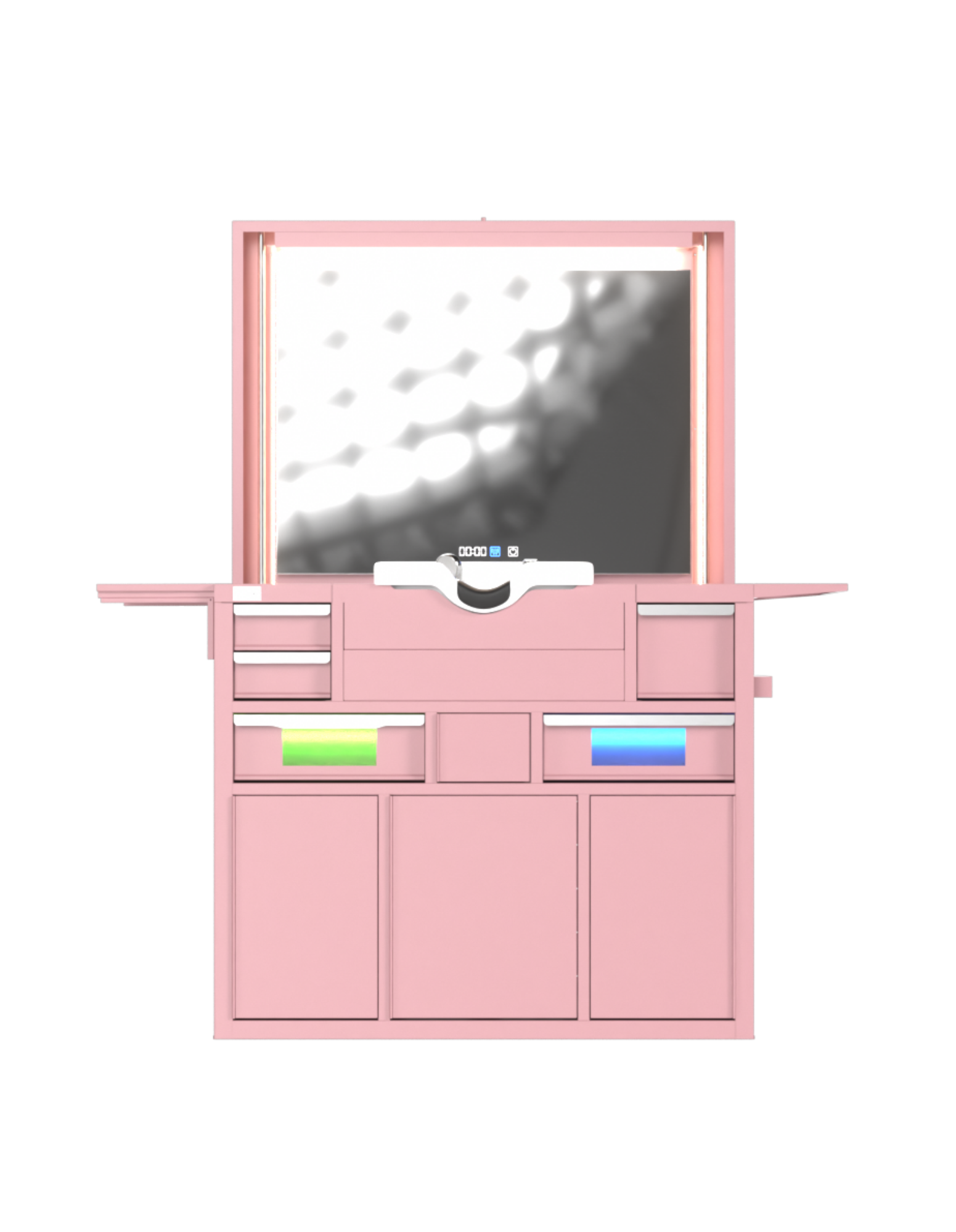 Berber Çalışma İstasyonu "Evolution" – Altı Renk Seçeneği ile Çalışma Alanı – UV Dezenfeksiyon – Lavabo – LED Işıklı Ayna