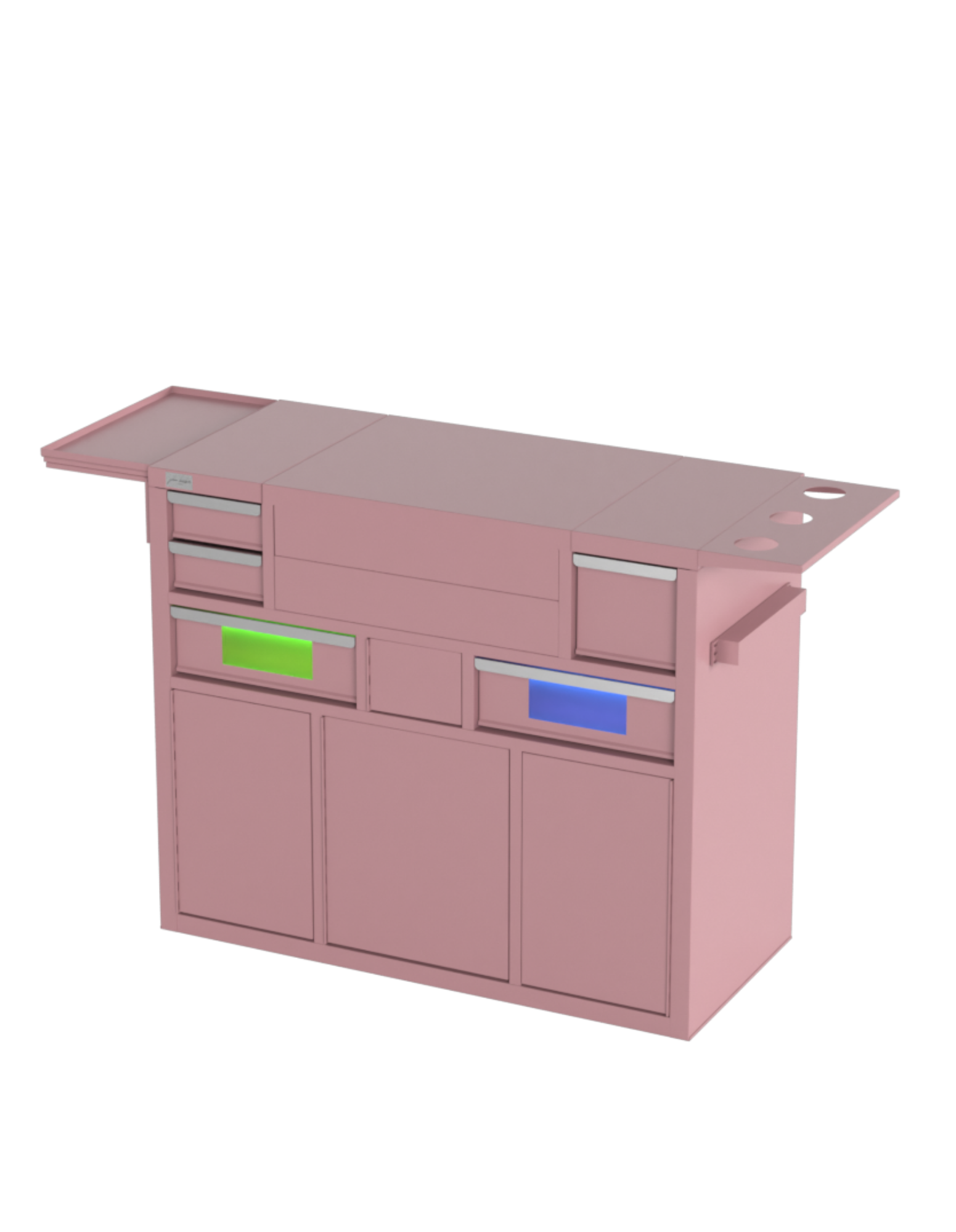 Berber Çalışma İstasyonu "Evolution" – Altı Renk Seçeneği ile Çalışma Alanı – UV Dezenfeksiyon – Lavabo – LED Işıklı Ayna